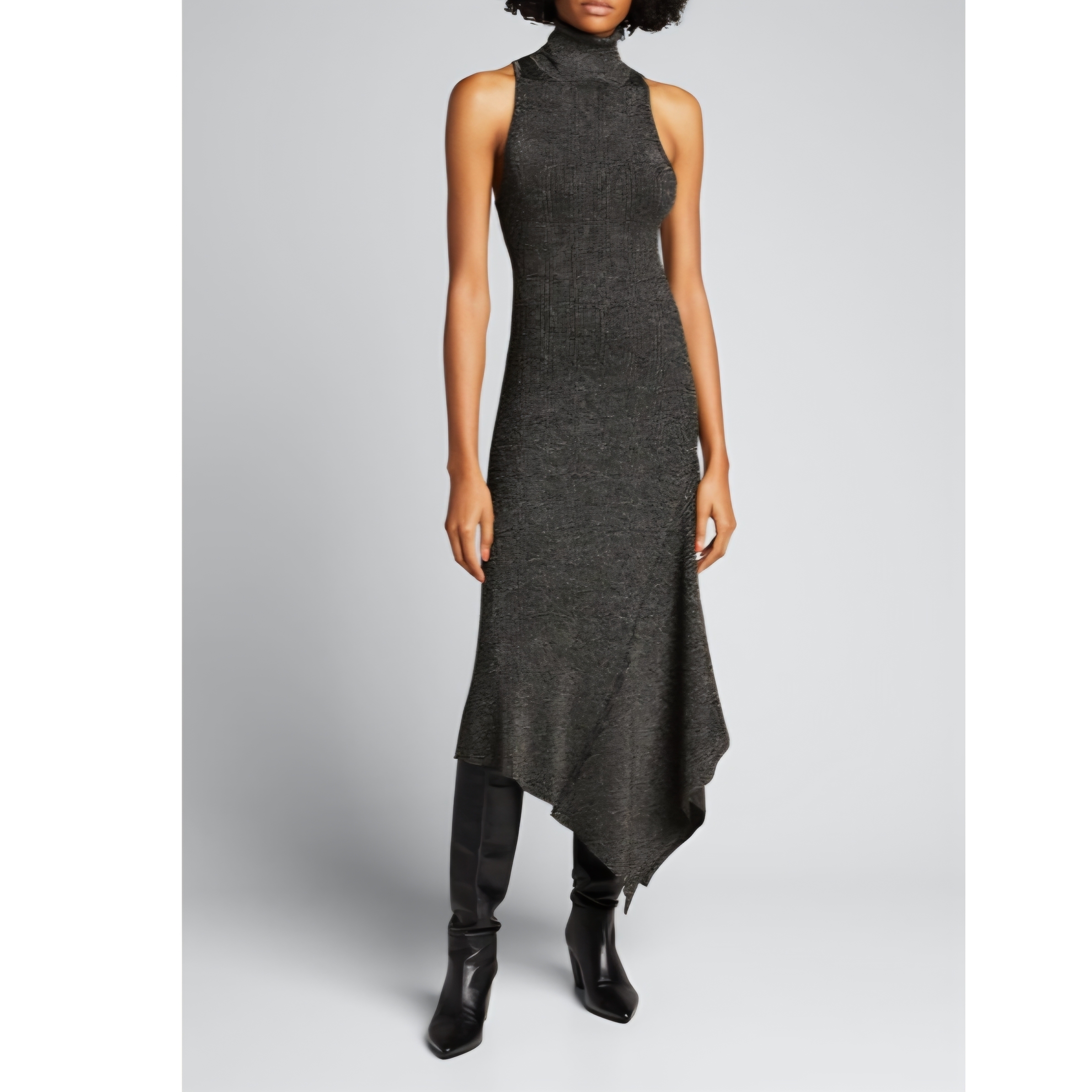 A.L.C. Metallic Nwot Black, Warm Gold Parker Rib Knit Stretch Bodycon Dress M